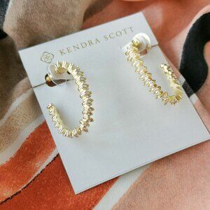 Kendra Scott - Juliette - Gold White Crystal Oval Hoop Earrings
